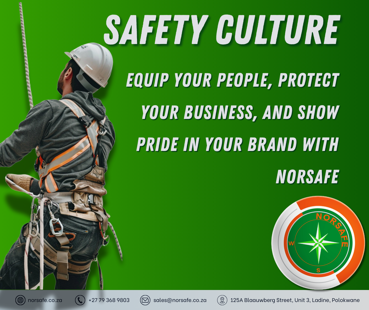 Worker on harness highlighting safety culture on site