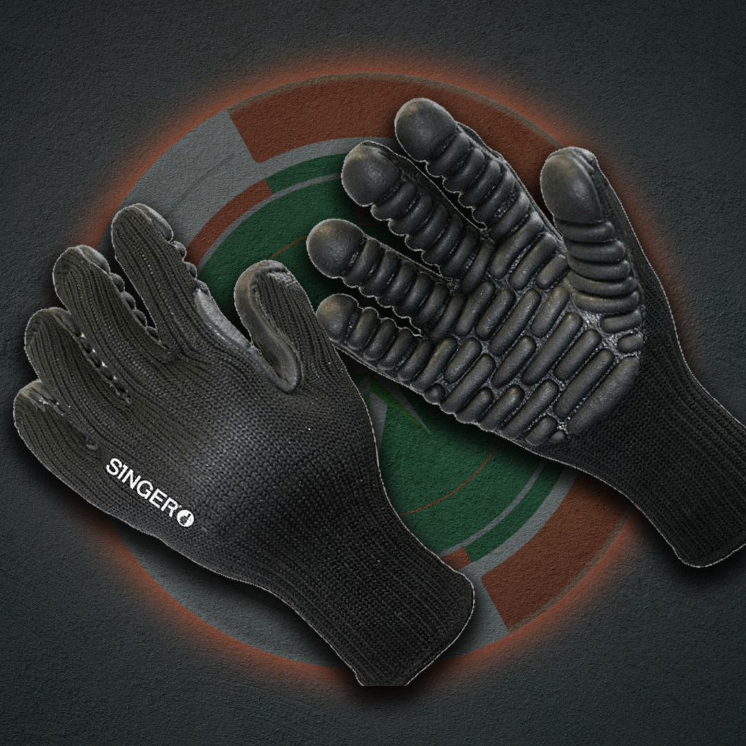 Anti-vibration safety gloves with padded palms