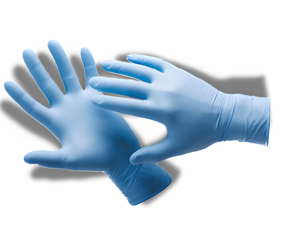 Blue nitrile gloves